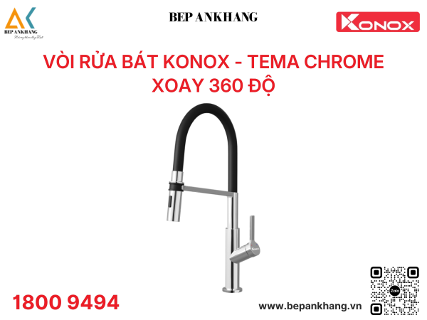 Vòi rửa bát Konox - Tema Chrome Xoay 360 độ